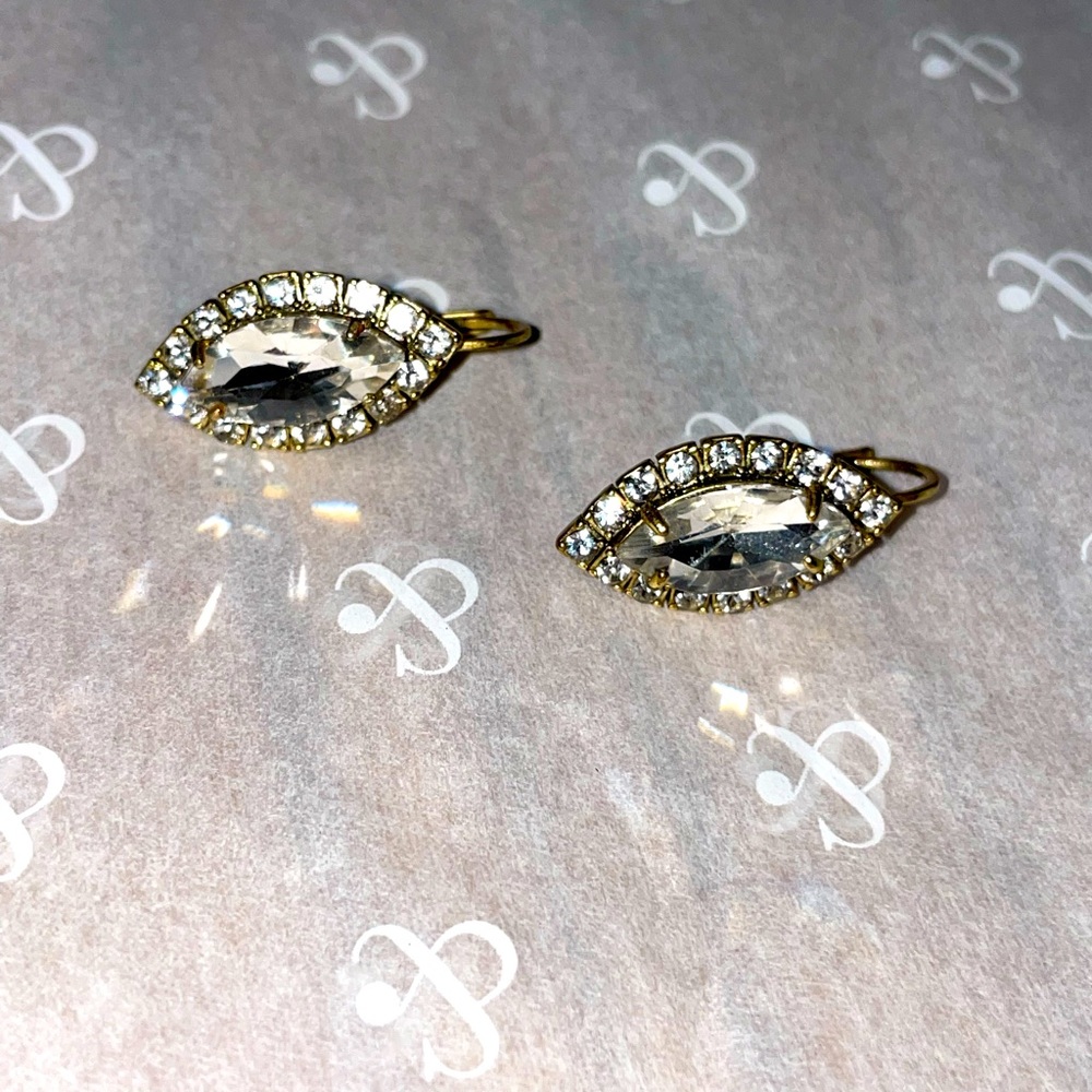 Stella & Dot Gold Tone Crystal Retired Earrings